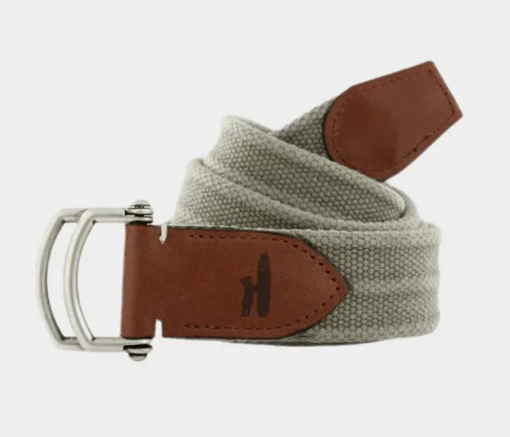 NEW JOHNNIE-O MENS KHAKI BRENTWOOD WASHED CANVAS D-RING BELT GOLF SZ L